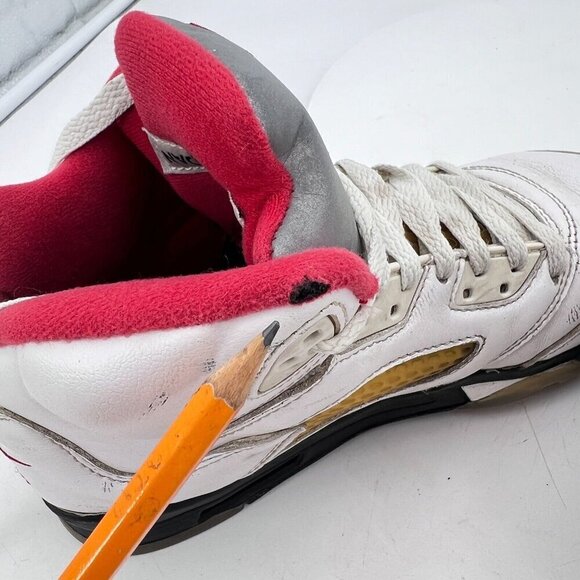 Nike Air Jordan 5 Retro Youth Size 4Y Women 5.5 440888-102 Fire Red Silver Shoes - Picture 10 of 13